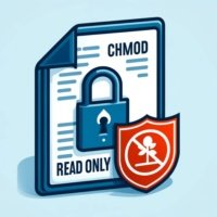 Digital document with a padlock and Read Only label symbolizing chmod read only