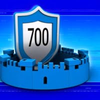 Digital fortress with a 700 shield symbolizing chmod 700 for full owner permissions