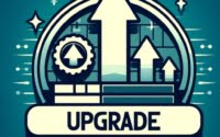 Digital software update panel with arrows pointing upwards symbolizing the apt-get upgrade command