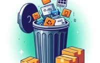 Digital trash bin receiving software packages representing the apt-get remove command