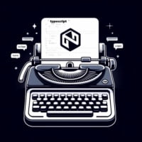 Digital typewriter with TypeScript logo symbolizing npm typescript integration