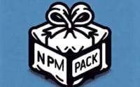 Wrapped package with a label symbolizing npm pack for compressing project files