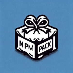 Wrapped package with a label symbolizing npm pack for compressing project files
