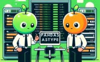 Graphic of engineers configuring pandas astype in a Linux environment enhancing data type conversions