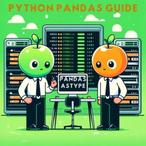 Graphic of engineers configuring pandas astype in a Linux environment enhancing data type conversions