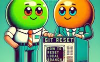 Graphic of engineers performing git reset local branch to remote for new development tasks