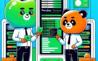 Graphic of engineers setting up pandas unique to optimize data handling in a tech-themed illustration