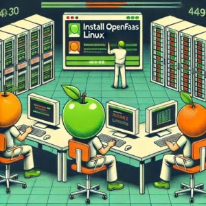 Image depicting network technicians using install openfaas linux commands to setup open faas servers with ease