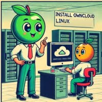 Technicians configuring install OwnCloud linux in a datacenter focusing on linux cloud storage solutions